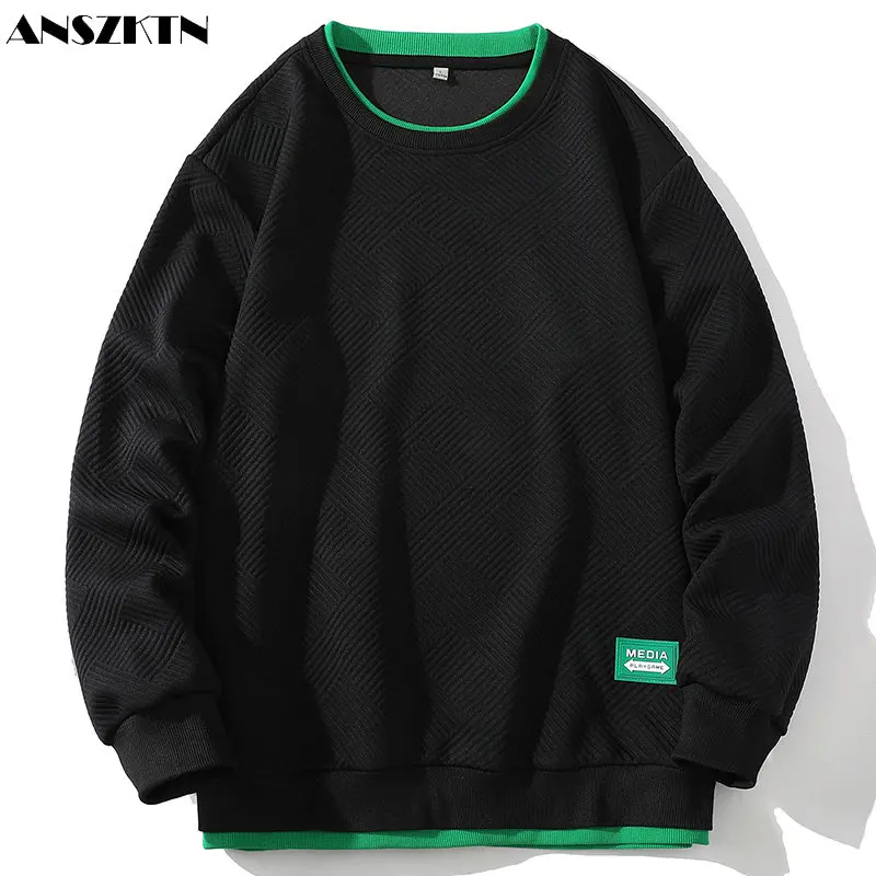 ANSZKTN Flat white background Japanese spring and autumn new men's sweatshirt public version fashion brand loose long-sleeved T-