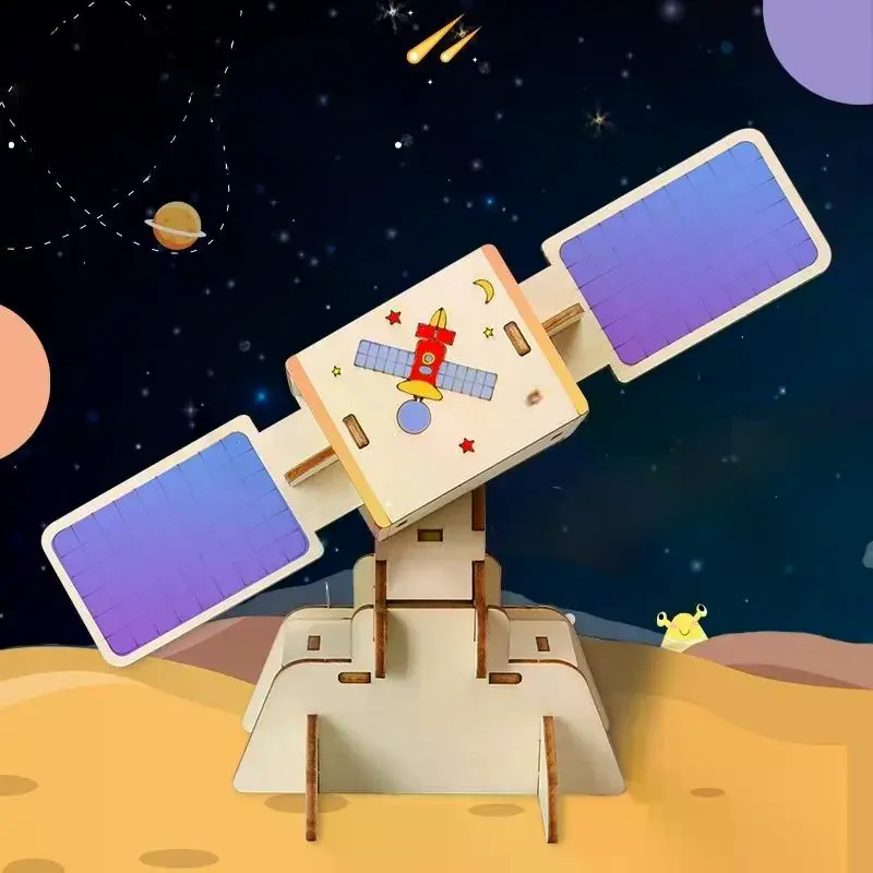 1 conjunto criança estudante educação treinamento científico equipamento experimental brinquedos a vapor diy solar satélite brinquedo de montagem artificial