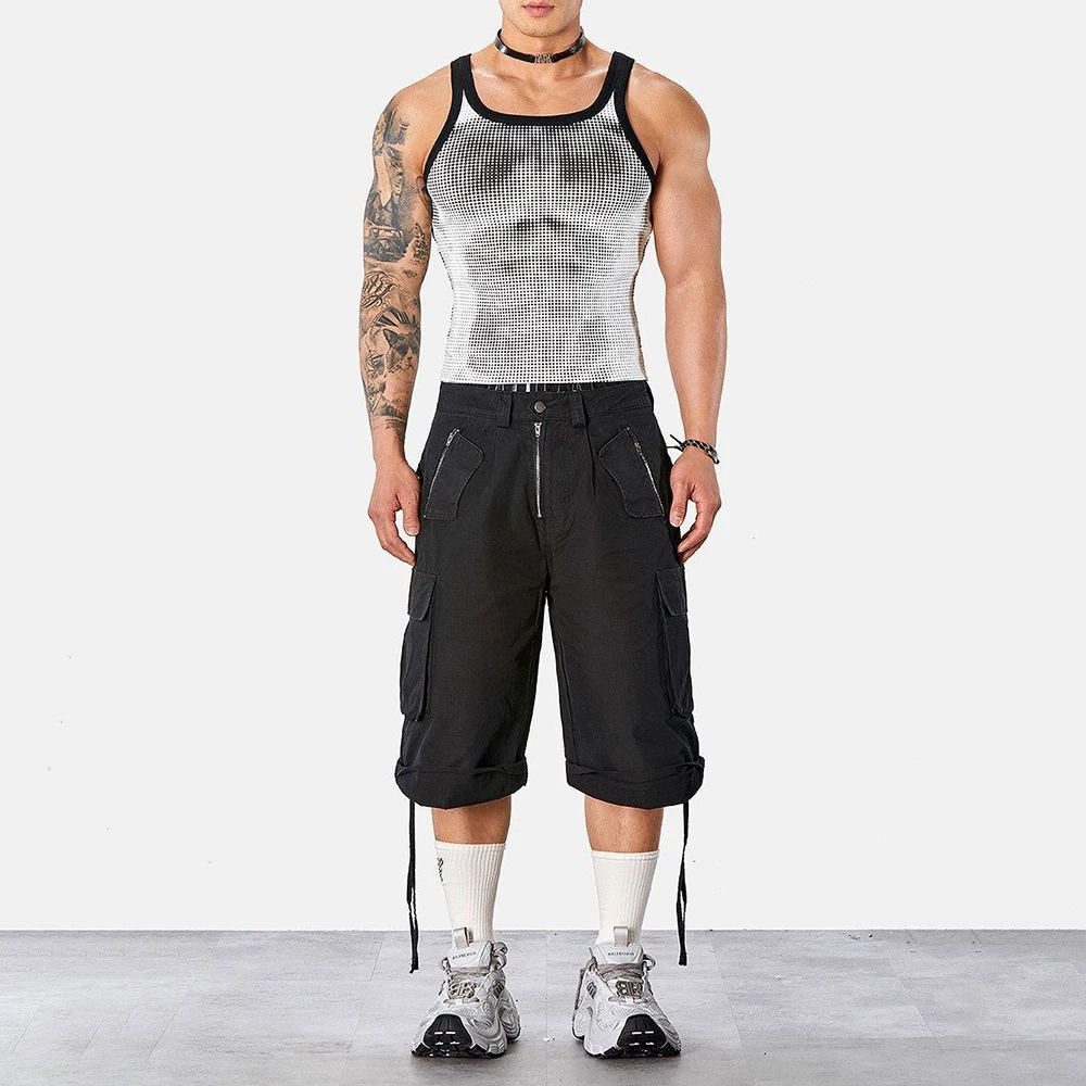 Mens Muscle Print Sports Vest Summer Streetwear Fashion Youth Gym Fit Niche Slim Fit Retro Tank Top Men'S Clothing 2026 New