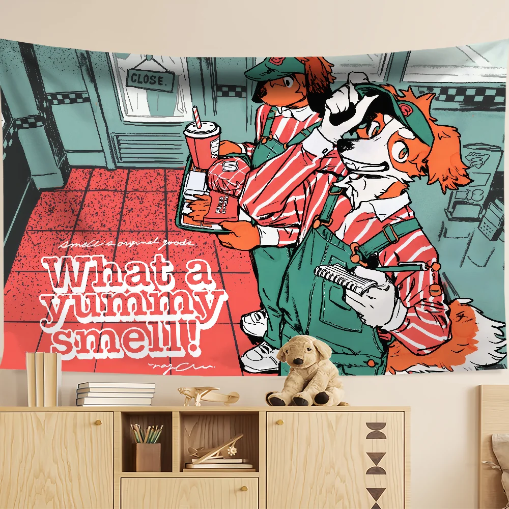 Flag For Room Dorm Camping Party Garage Bar Cool Vintage Animal N-Nagabe Picnic Decoration Banner Wall Art Hanging Furry Hogar