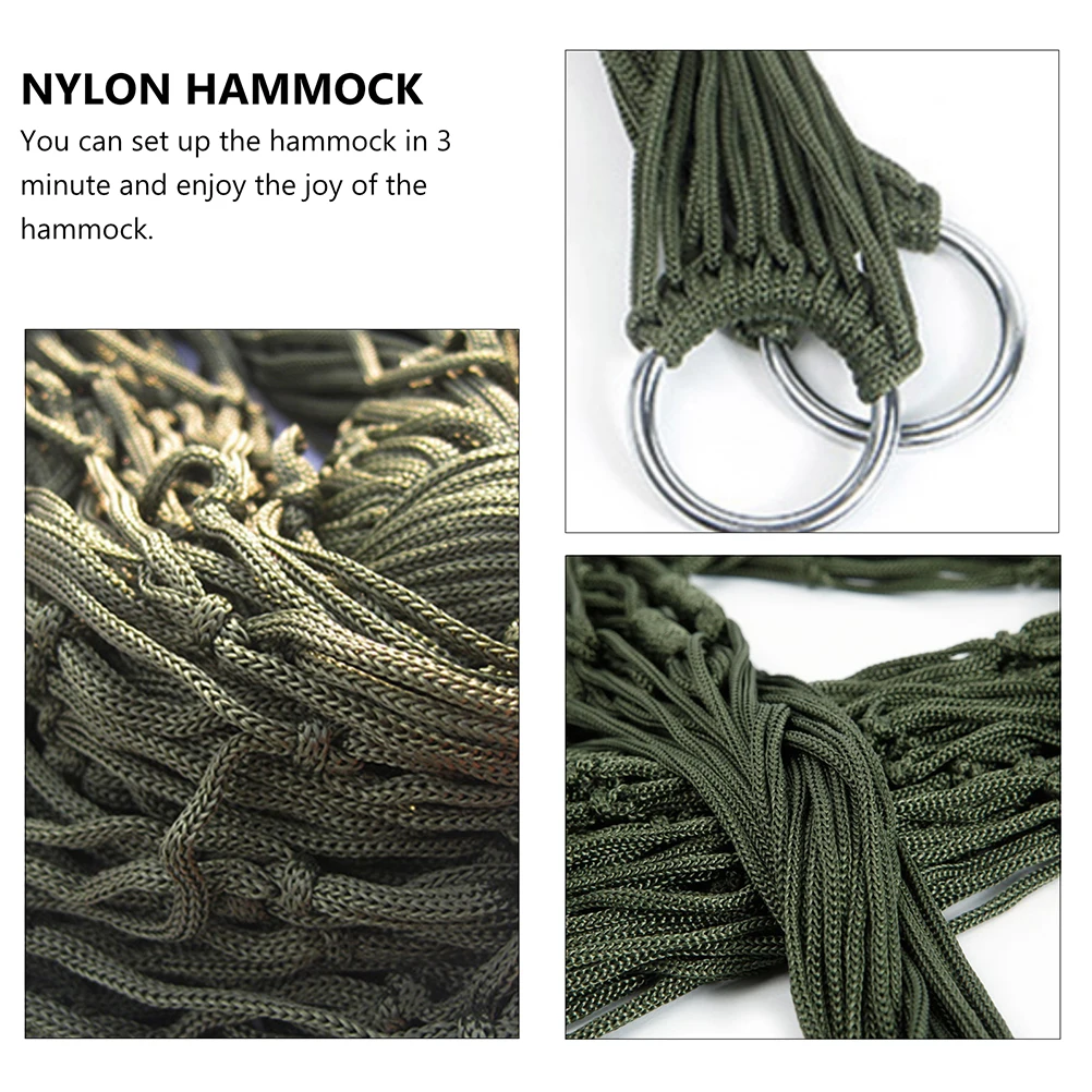 

2 Pcs Hammock Hanging Nap Bed Camping Swing Double Nylon Mesh Foldable Outdoor Travel