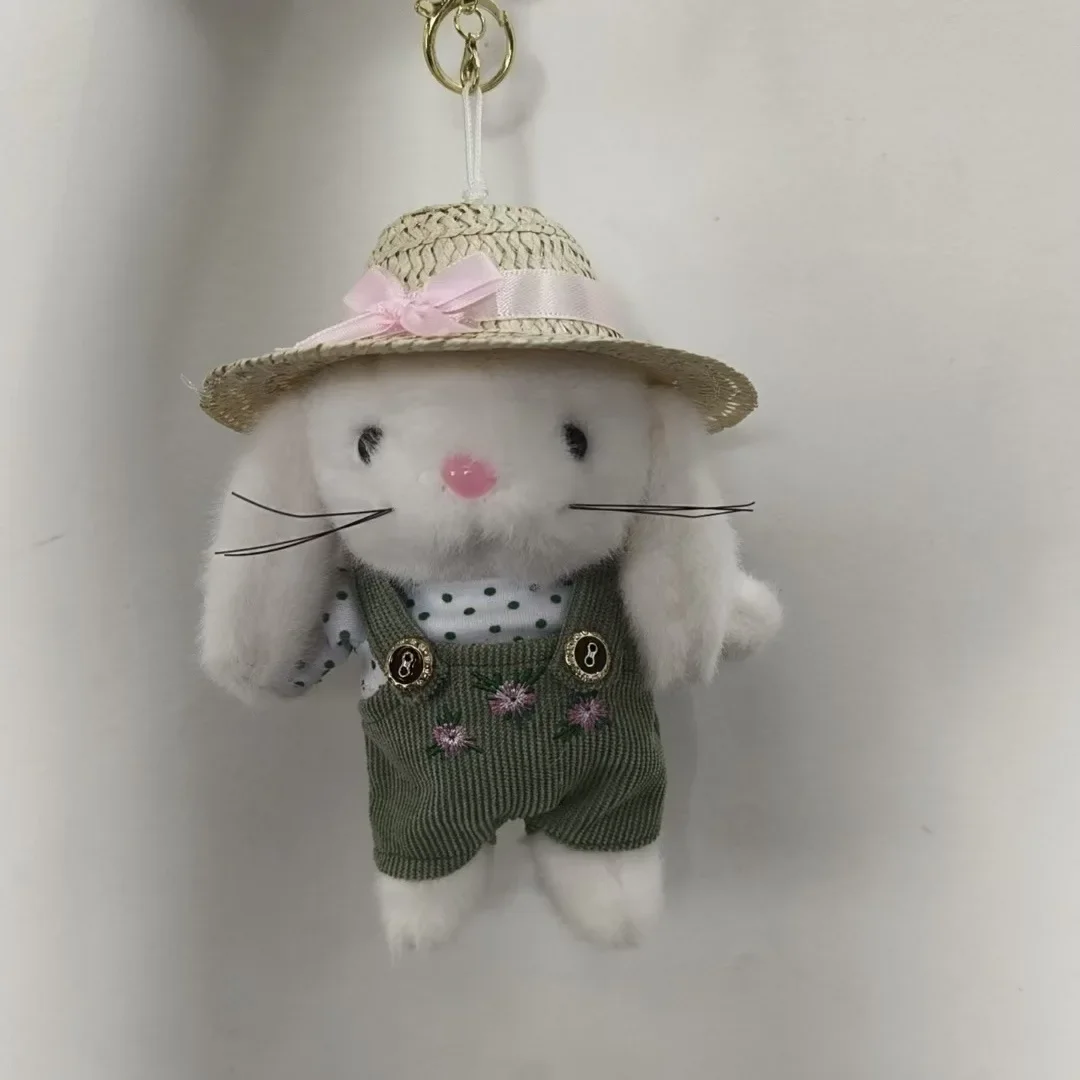 Stuffed Animals Plush Gardener Dressed Little Rabbit Doll Hat Cute White Rabbit Backpack Pendant Brithday Souvenir for Friends