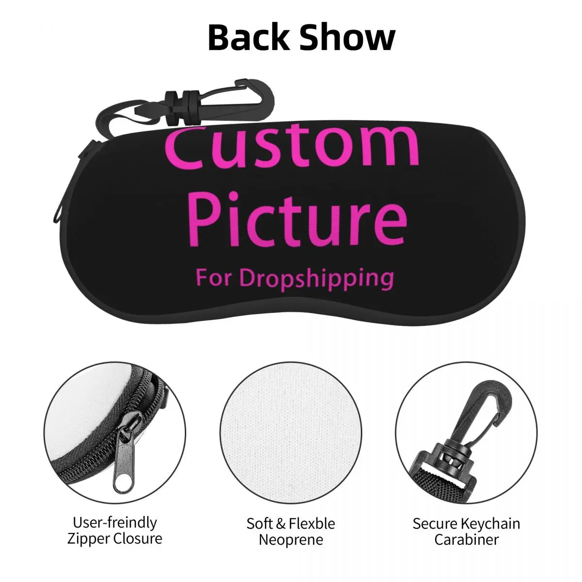 Personalized Custom Photo Logo Sunglasses Case Neoprene Zipper Customized DIY Print Shell Eyeglass Case Protective Box Glasses