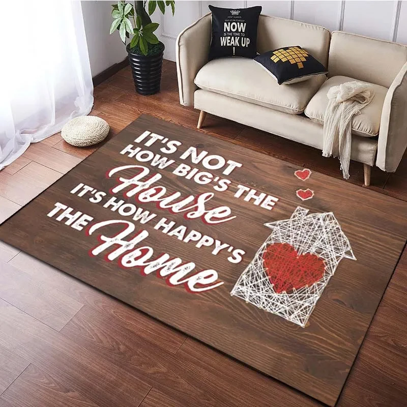 Home and Love Welcome Text Carpet Living Room Home Decor Doormat Sofa Table Rug Anti Slip Chair Cushion Lounge Mat