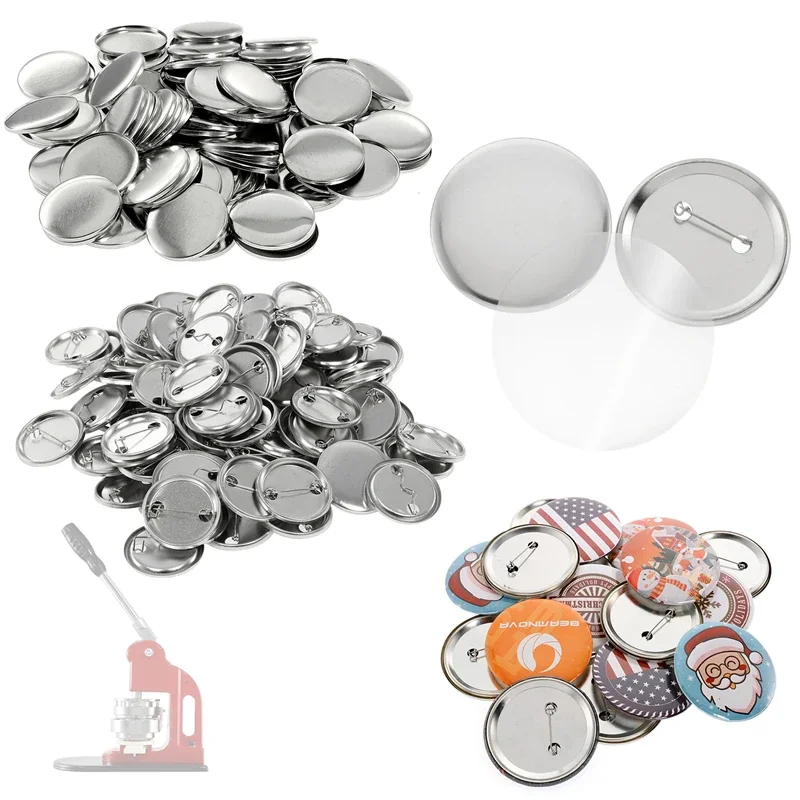 100Set Blank Badge Pin Button Maker Making Parts Supplies 25mm 32mm 37mm 44mm 58mm DIY Button Making for Punch Press Machine