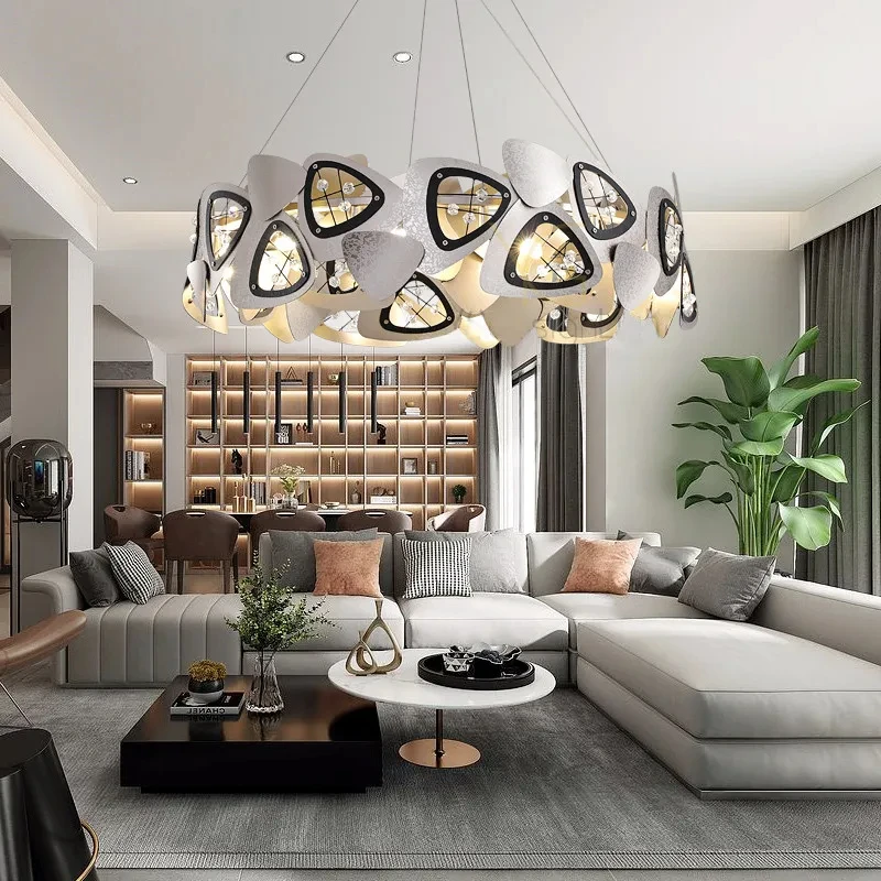 

Post-modern Luxury LED Chandeliers Lighting High-end Dining Living Room Round Creative Bedroom Villa Lobby Crystal Hanging Lamps