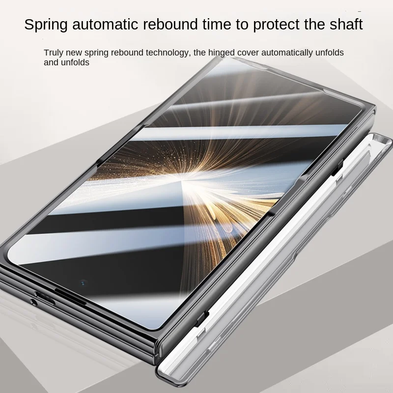 

For Huawei Honor Magic V5 Case Luxury PU Leather Lens Stand Protective Back Cover For Magic V5 All-inclusive Spring Hinged Shell