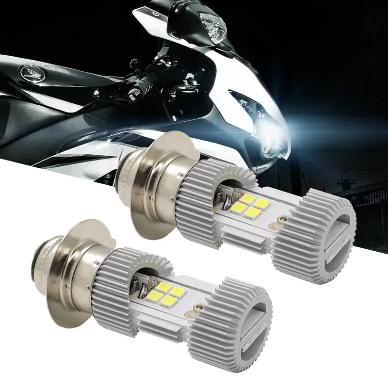 2PCS H6M P15D Led BA20D Motorcycle Headlight H4 Hi/Lo Beam led Moto Motorbike Headlight Fog Light Super bright White Bulb 12V