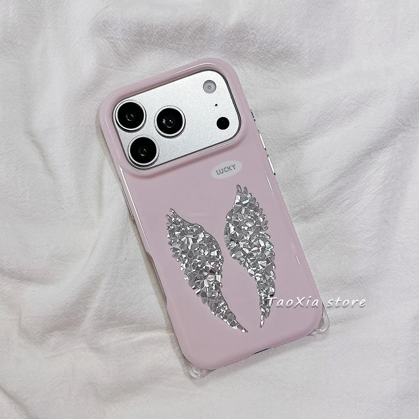 Korean Ins Pink Angel Wings Star Sparkling Diamond Phone Case For iPhone 18 17 AIR 16 15 14 13 12 11 Pro Max Mini Plus Y2K Cover view 5