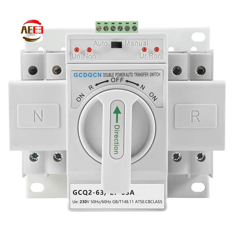AEE3-Dual Power Automatic Transfer Switch 2P63A Switch Gear Switch Cb Class Ats Home Single Phase 220V