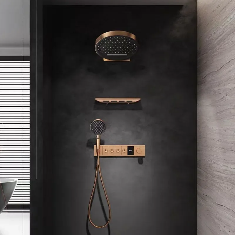 Concealed In Wall Smart Digital Display Pressurized Shower System Hidden Installation Push Button Control