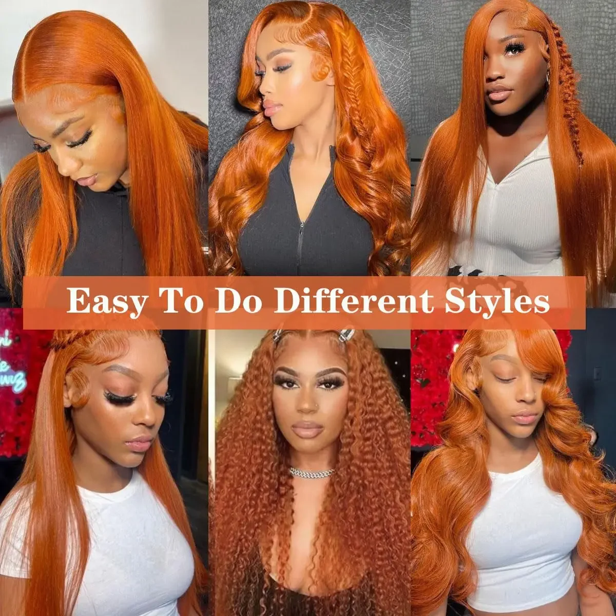 Lumiere Transparent 13x4 Lace Frontal Wig Ginger Orange Bone Straight Human Hair Wigs For Black Women Pre Plucked Lace Wig