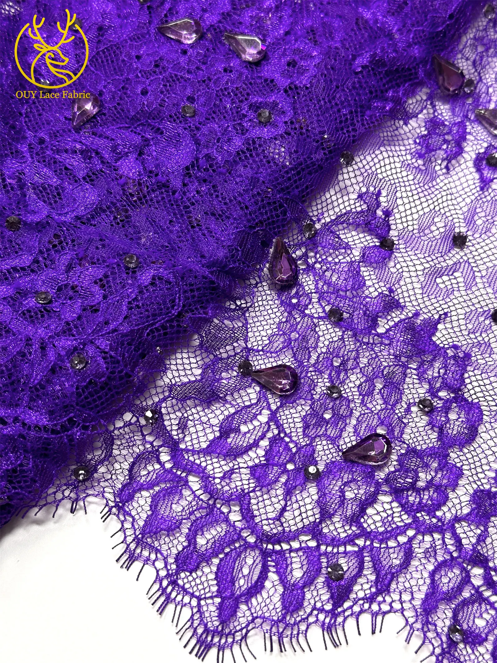 2026 Heißer Verkauf Lila Afrikanischer Französischer Tüll-Spitzenstoff mit Steinen Bestickt Elegantes Nigerianisches Brautkleid für Hochzeitsfeier 3 Meter – Detail 34