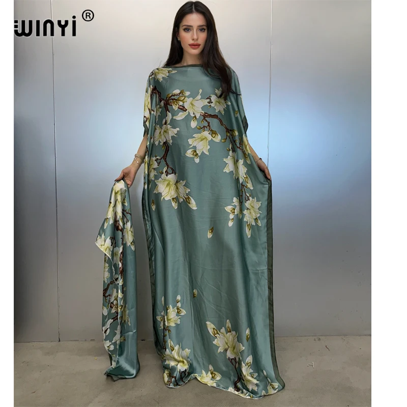 

WINYI muslim african traditional dress for woman abaya dubai luxury Kaftan evening dress Elegant Maxi Length Dress beach covers