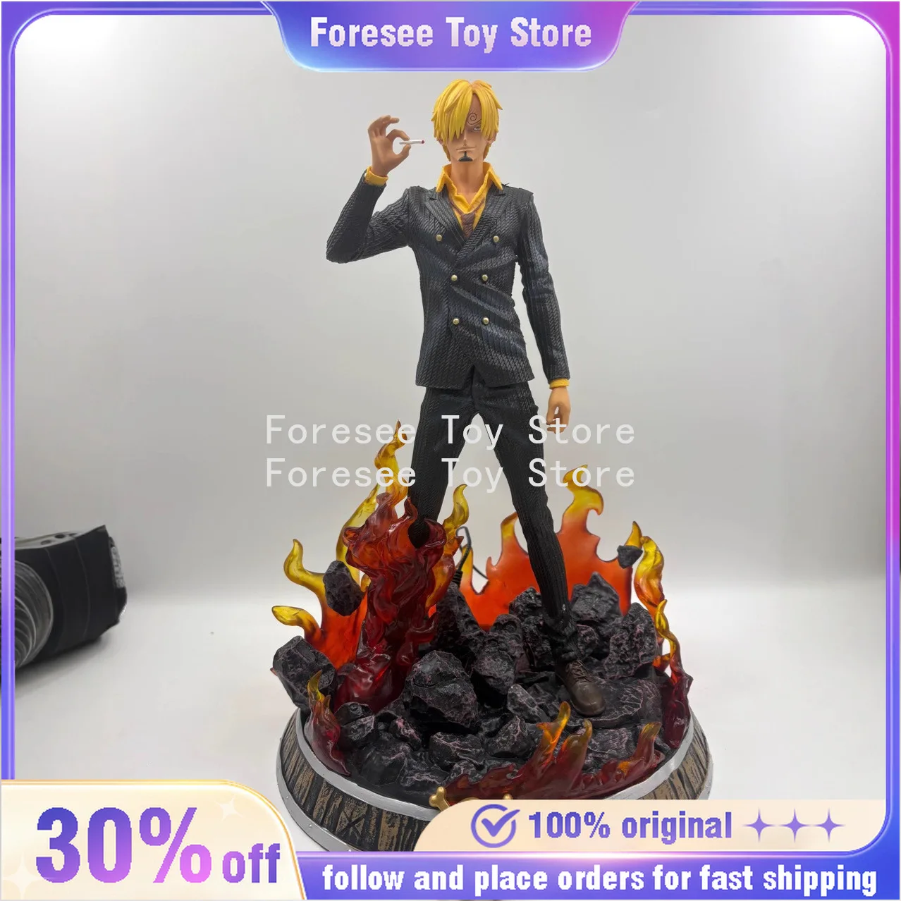 

New 35cm Sanji Figure ONE PIECE Anime Surroundings Figures Light-up Collection Desktop Ornament Decorations Best Gifts for Boys