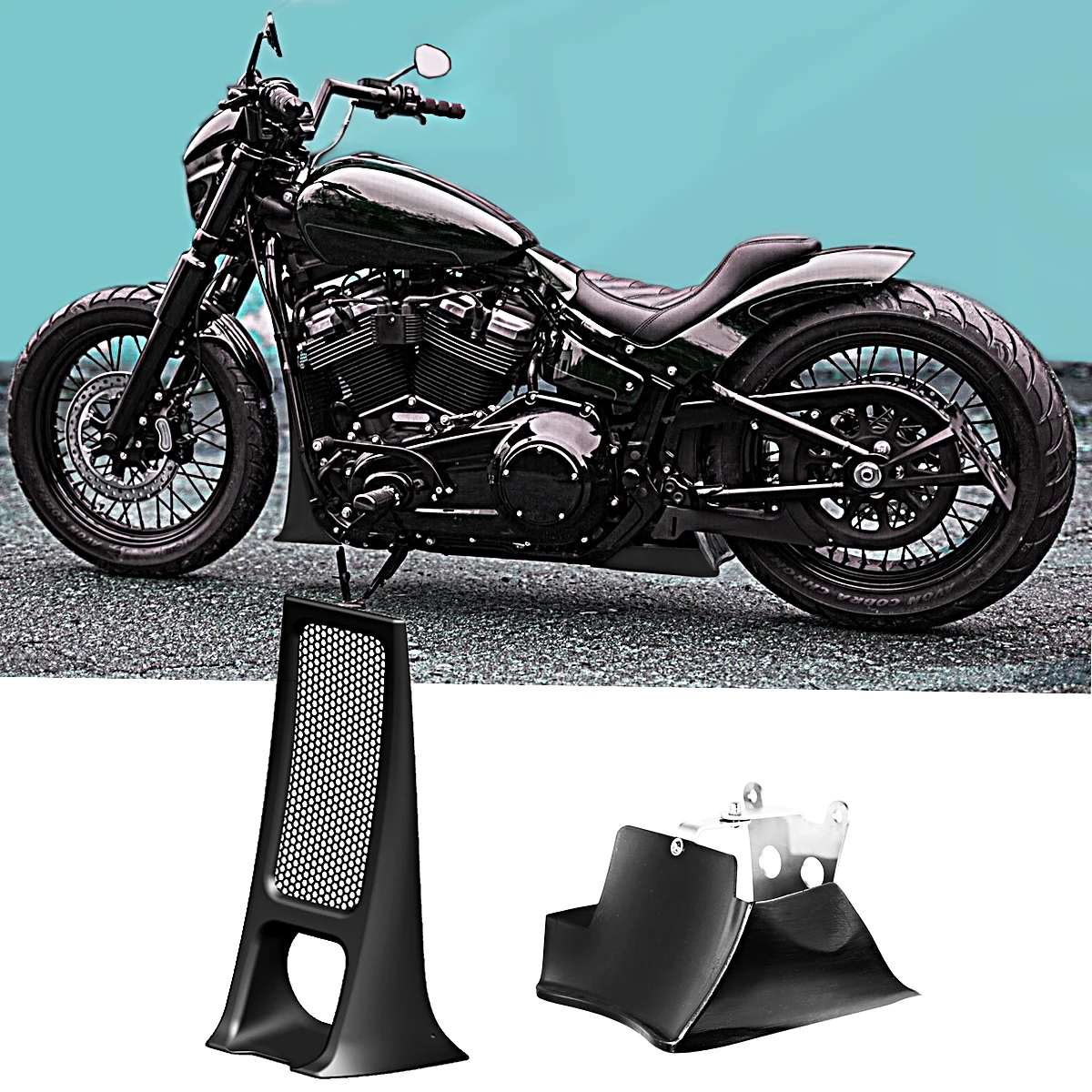 Dolna osłona spoilera podbródka chłodnicy na miękka końcówka Harley Breakout Street Bob gruby Low Rider 2018-2023