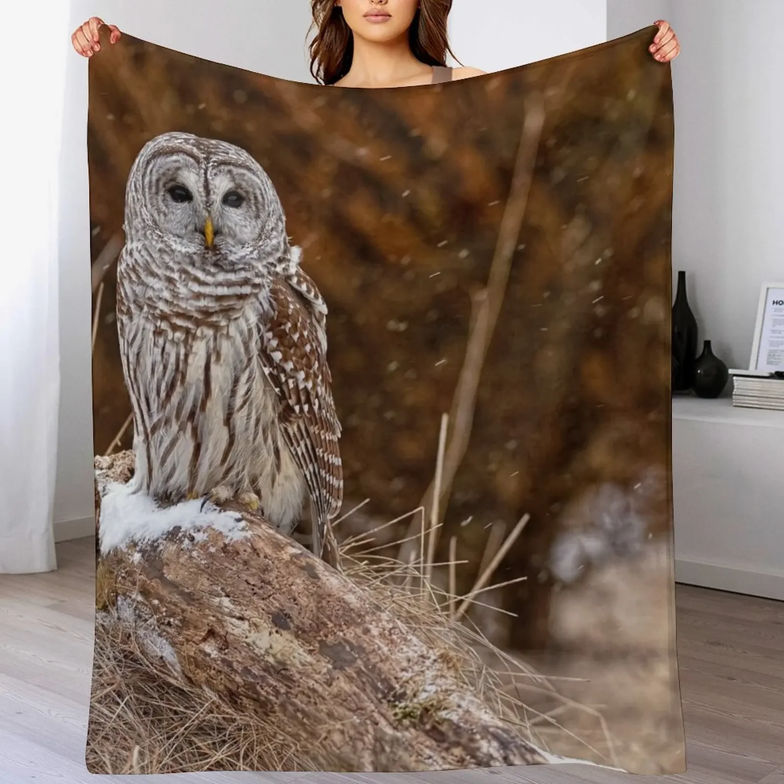 

Barred Owl Throw Blanket Long Lasting Soft Plush Blanket for Daily Use