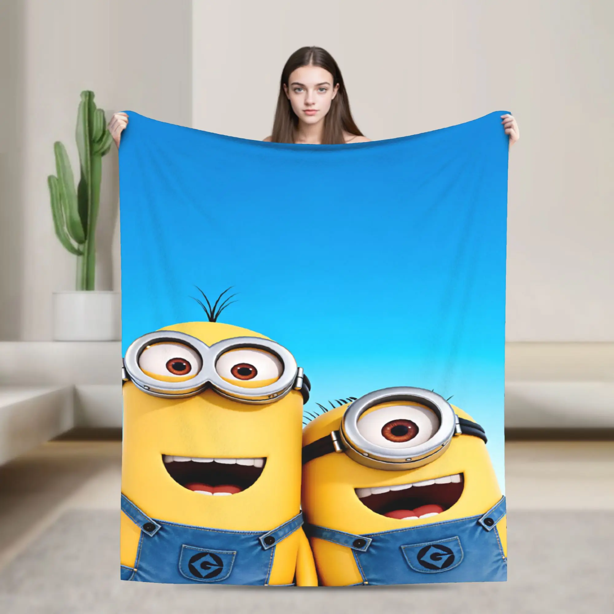 M-minions  Blanket  Soft Funny Plush Throw Blanket For Couch Chair Sofa Bed Picnic Flannel Bedspread Bed Cover