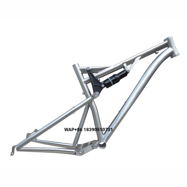 

HFT Newest Hot Sale Raw Mountain Bike Frame 29er Soft Frame Titanium Full Suspension MTB Frame for 165mm Shock OEM Customizable
