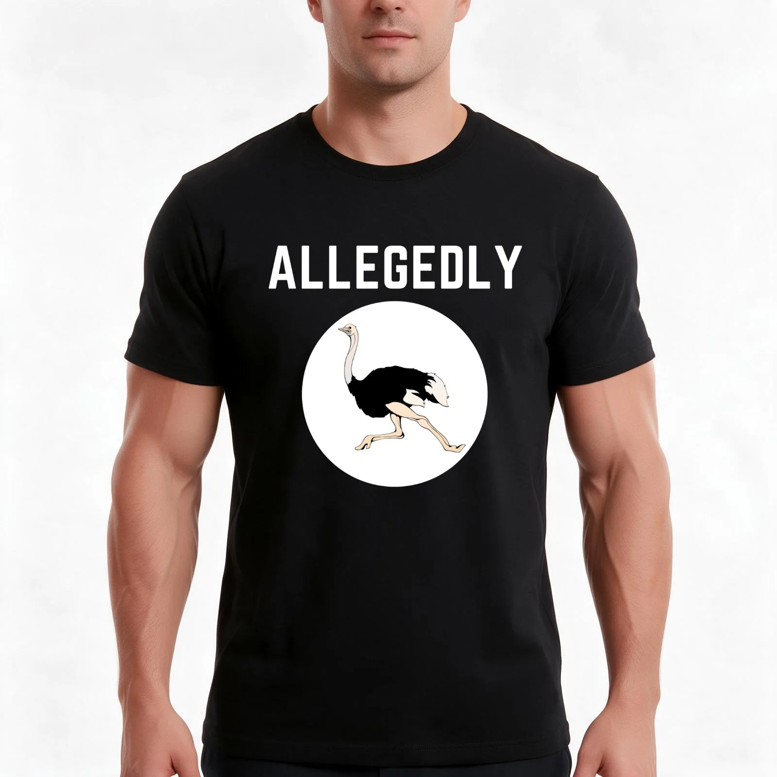 Allegedly Ostrich Essential T-Shirt Summer Casual Cotton Tee Oversized Streetwear Tops Vintage Graphic Print 100% Cotton
