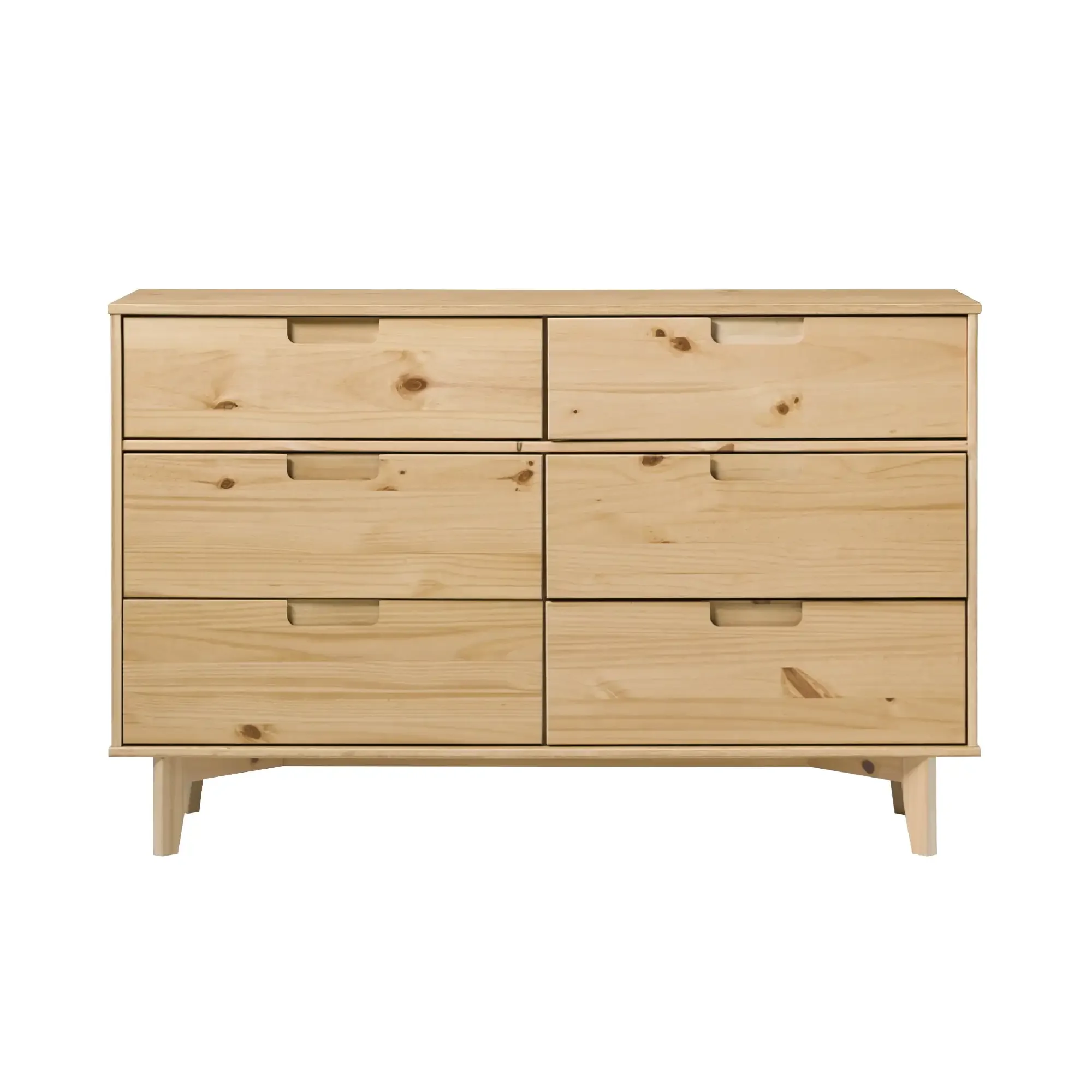 6 - Drawer Groove Handle Solid Wood Dresser – Natural Pine