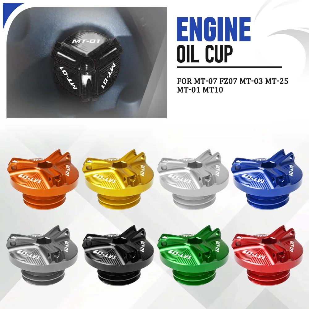 For Yamaha MT-07 FZ07 MT-03 MT-25 MT-01 MT10 Motorcycle CNC  M28*3 Accessories Engine Oil Filter Cup Plug Cover Screw