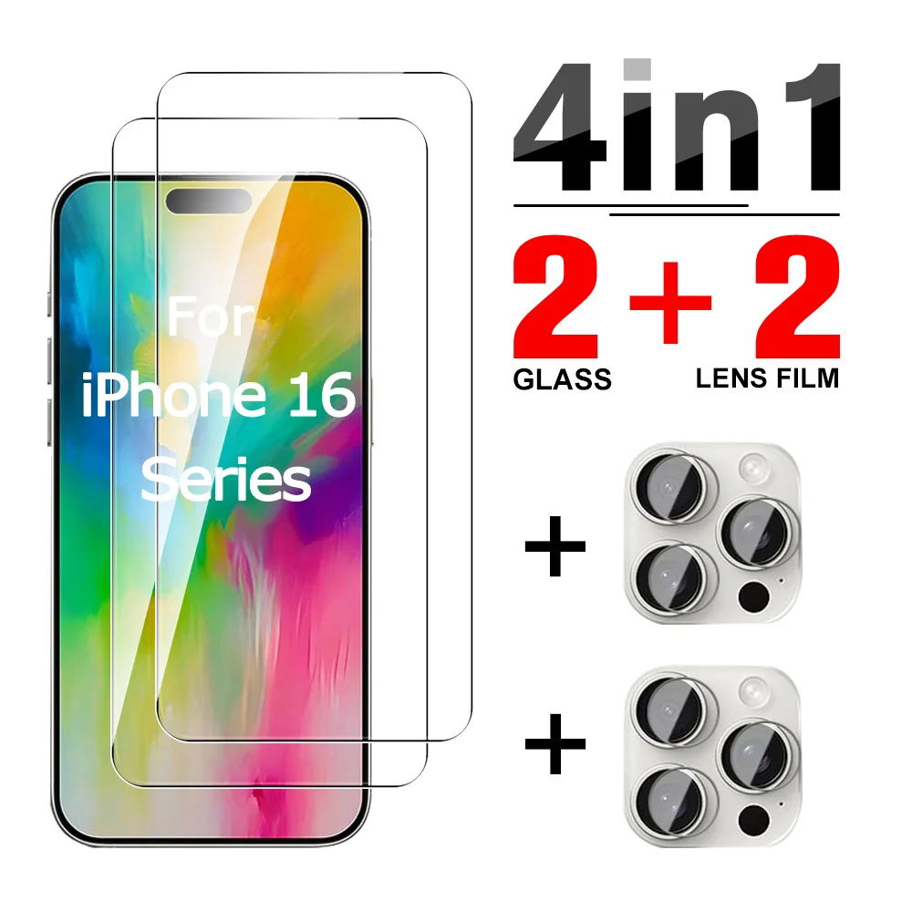 4in1 Camera Lens Tempred Glass For Apple iPhone 16 Pro Max 5G Screen Protector On Iphone 16 Plus iphone16Pro Max Apple16 Pro Max