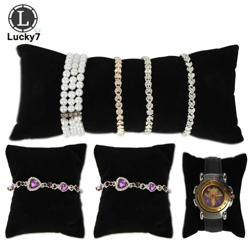 

Wholesale Jewelry Pillow Stand Black Velvet Holder Organizer Bracelet Case Bangle Anklet Watch Display Photography Prop