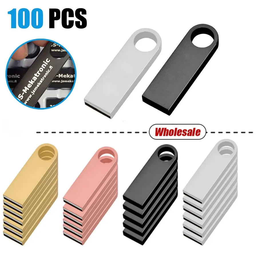 

100PCS LOT USB Flash Drive 128GB Creative Gift Memory Stick 64GB Red Blue Pen Drive 32GB Green Gold U Disk Black Pendrive 16GB