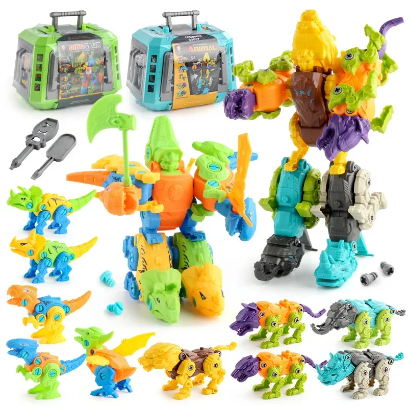 

Novelty Funny Disassembled Five-in-one Transforming Dinosaur DIY Building Blocks Disassembled Elephant Pterodactyl Puzzle Toy