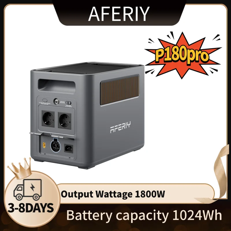 AFERIY P180pro Tragbare Powerstation 1800W Solar-Generator 1024Wh Lifepo4-Batterie für Notstromversorgung zu Hause, Outdoor-Camping, Mobile Powerstation