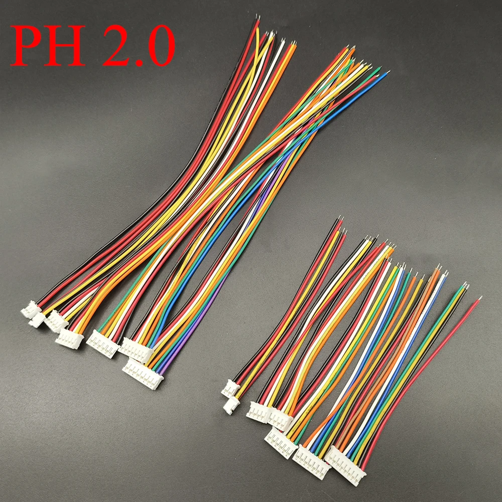 5/10Pcs PH 2.0 2.0mm Pitch 2P 3P 4P 5P 6P 7P 8Pin Female Plug Cable Wire Connector Single Head 100mm 200mm 26AWG