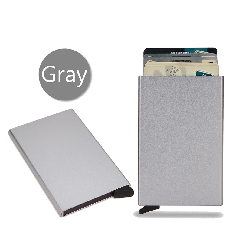 Rfid Smart Wallet Kaarthouder Metaal Dun Slanke Heren Dames Portefeuilles Pop-up Minimalistische Portemonnee Kleine Zwarte Portemonnee Portemonnees voor Heren