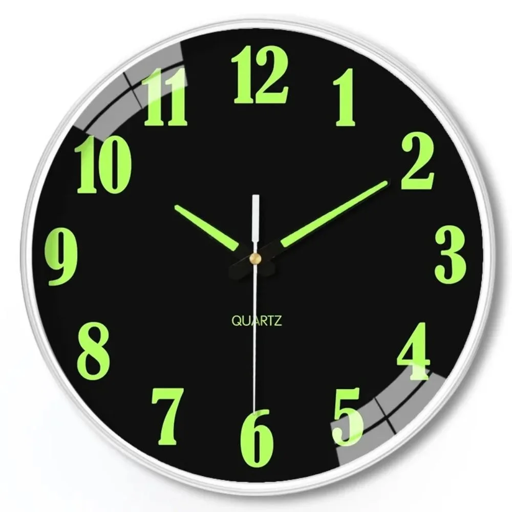Wall Decoration Silent Quartz Wall Clock Round Time Accuracy Luminous Wall Clock Plastic Fashion Digital Clock Shops