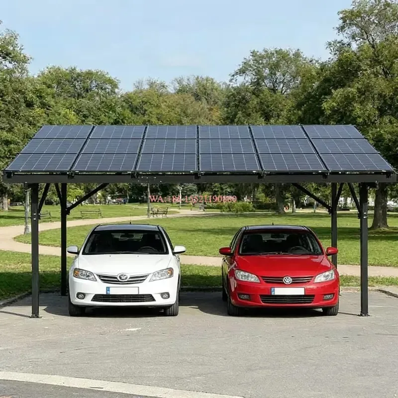wmwmnu for Best Selling Double Photovoltaic Ground Mount Residential Solar Carport System Silver Waterproof Aluminum 25-Year