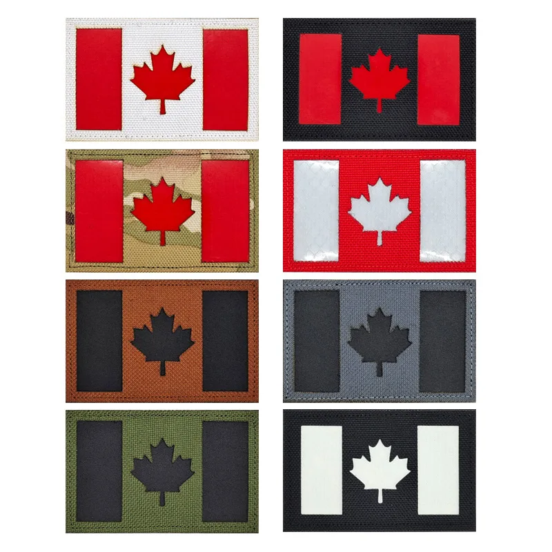 Canada Flag Embroidered Patch Canadian Flags Maple Leaf Patches Appliqued Sticker Rubber PVC Patches For Clothing Backpack