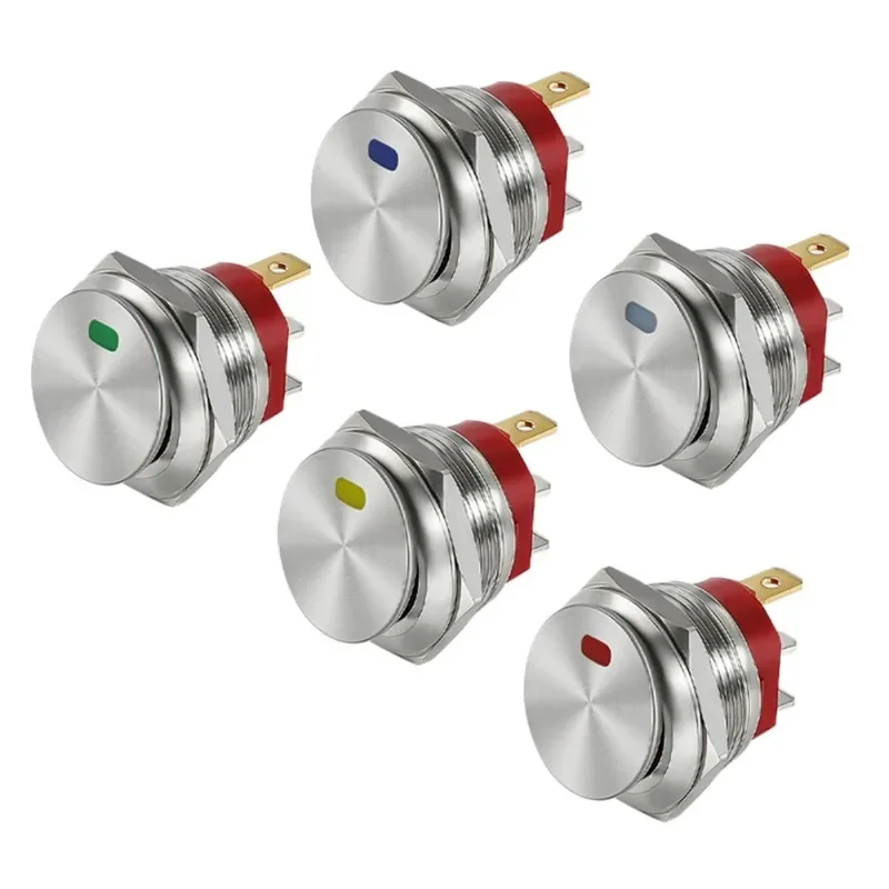 22mm Metal Toggle Rocker Switch LED Illuminated Car RV Auto Boat Dashboard Self-locking 12V 24V 20A ON-Off 3 Pin SPST 220V 15A