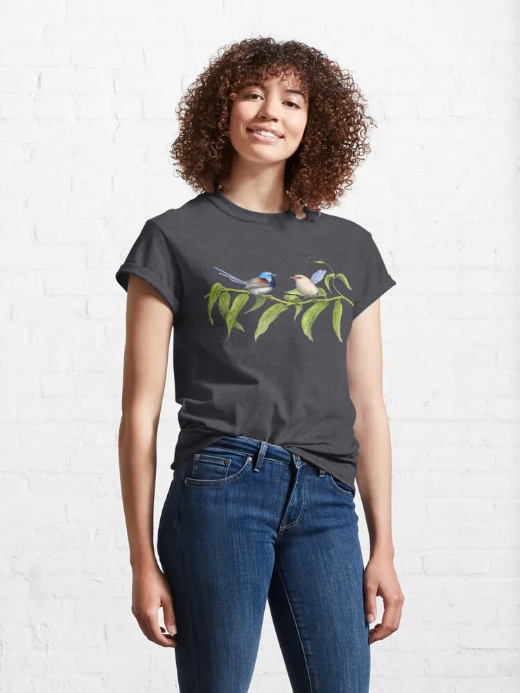 Variegated Fairy-Wrens - By Nadya Neklioudova Classic T-Shirt 100% Cotton Streetwear High Quality