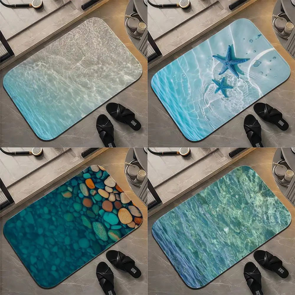 

Beach Waves Floor Mat Printed Large Carpets Room And Bedroom Carpets Bathroom Anti Slip Door MATS Small Carpets