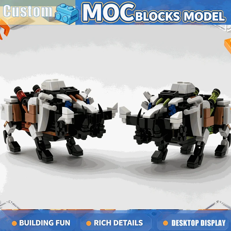 596PCS Mechanical Boar Pair Building Blocks Futuristic Robot Animal Models Creative DIY Assembly Toys Collection Display Gifts