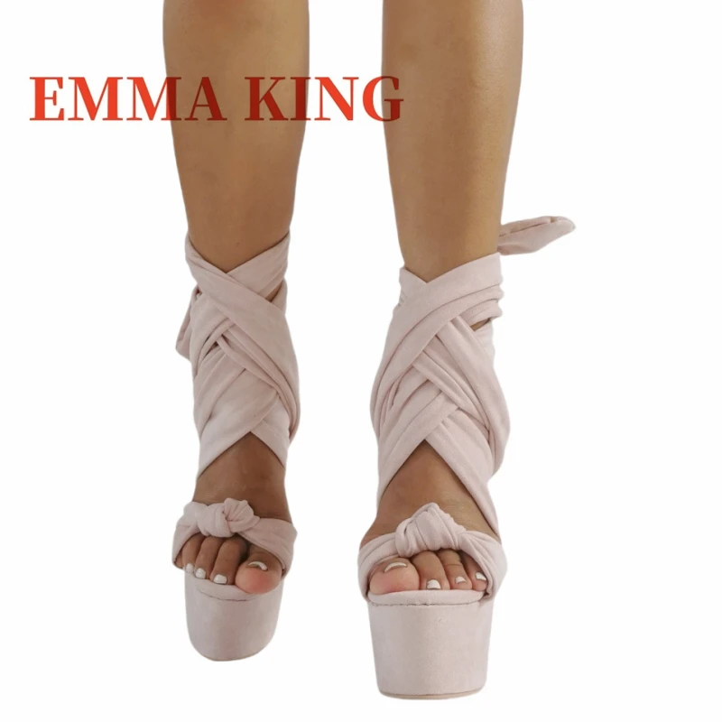 ربطة عنق حول صنادل كعب ستيليتو صنادل كعب عالي للغاية للنساء تصميم حزام متقاطع أحذية ملهى ليلي صيفية مقاس كبير