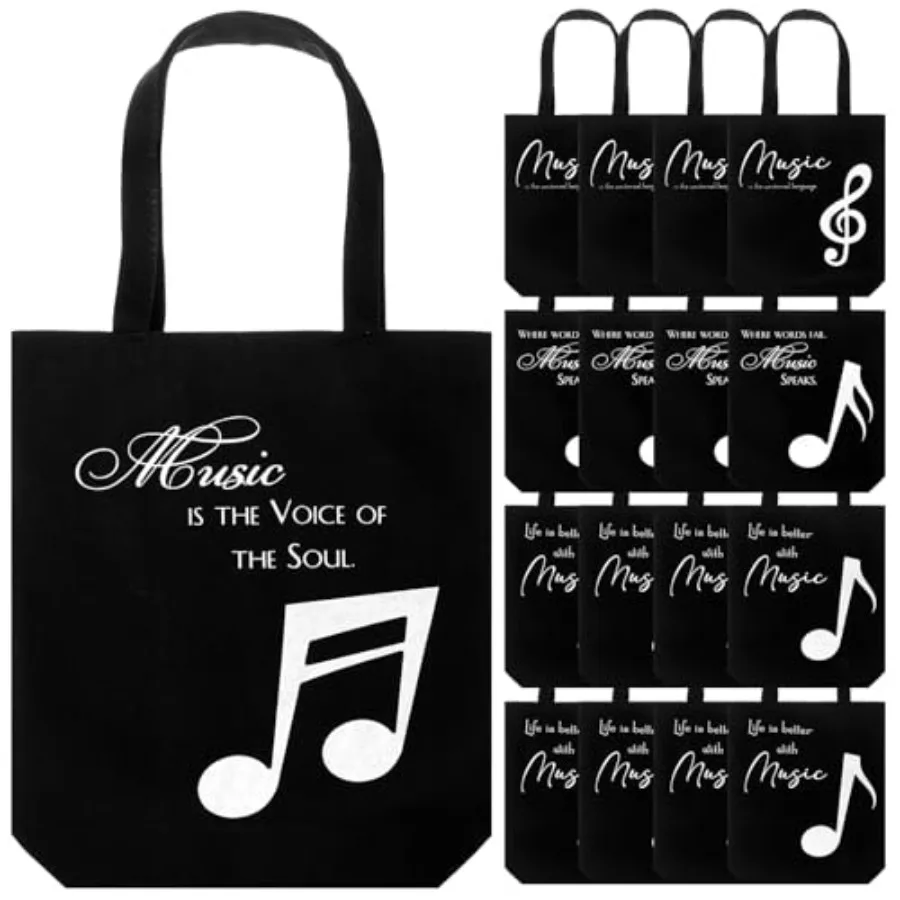 

Pcs Music Theme Tote Bag Canvas Handbag Reusable Piano Bags Musical Gift Bag for Teacher Graduation Music Lover Paraprofessiona