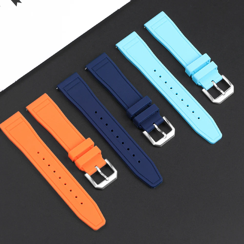 Watch Strap 20mm 21mm 22mm for IWC PILOT Portugal Quick Release Premium Grade Light Blue Rubber Bands Waterproof Sport Bracelets