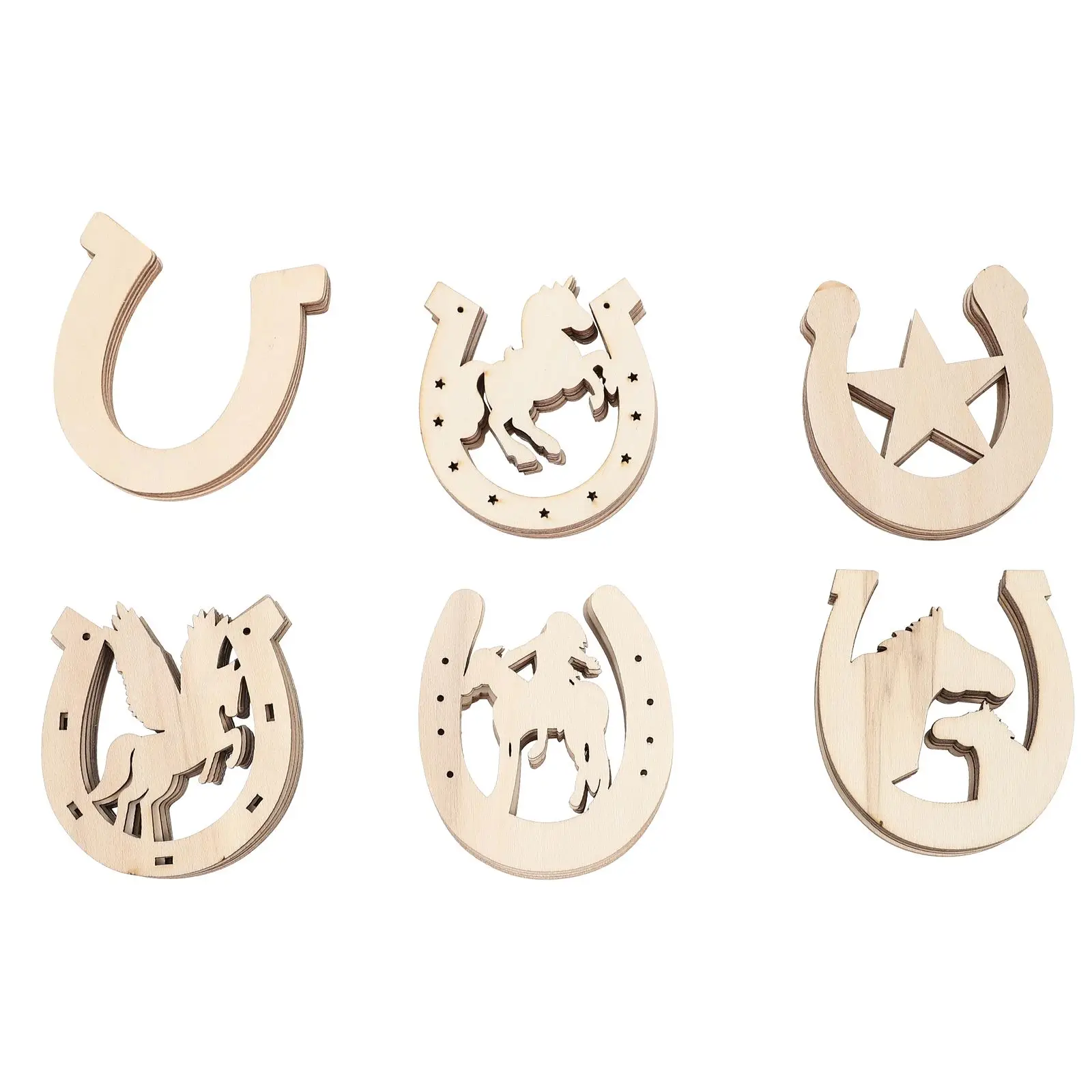 

36 Pcs Wooden Horseshoe Chips Doodle Slices DIY Graffiti Toys Kids Unfinished Wood Pieces Home Decor Craft Sewing Accessories