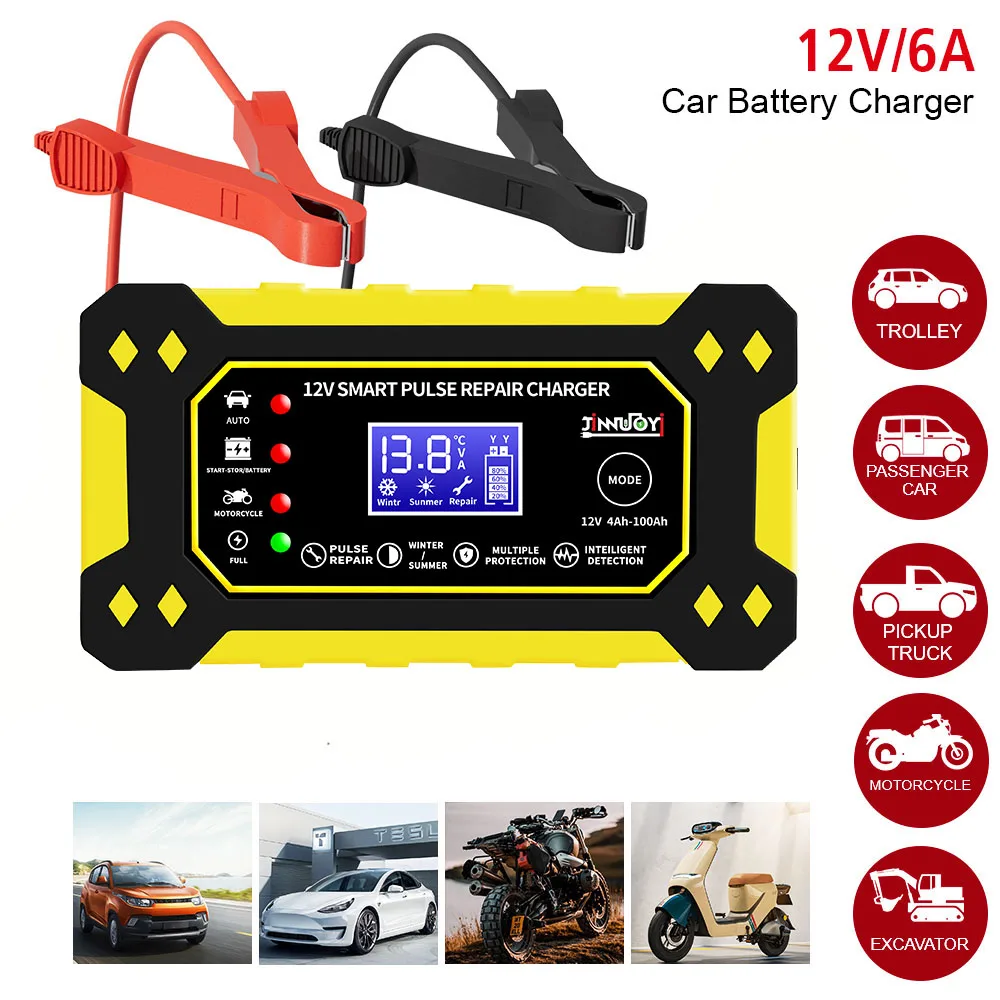 

Car Battery Charger Fully-Automatic Smart Car Battery Charger Battery Maintainer Trickle Charger Power Pulse Repair