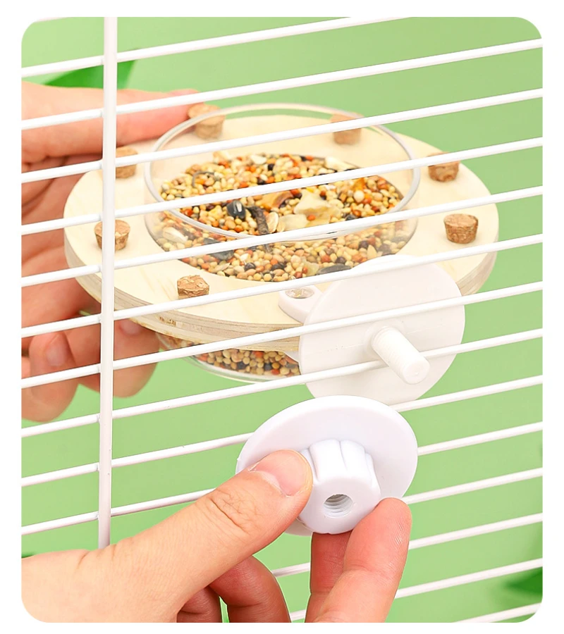 Bird Parrots Feeding Bowl with Cork Stopper Toys Chew Toys Transparent Bowl Plastic Food Cup For Cage Hanging Seed Water Feeder 3
