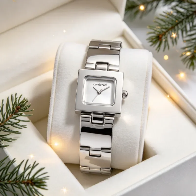 Elegant gold square women's watch, multifunctional quartz watch, suitable for daily dressing, gatherings, Valentine's Day, Easte