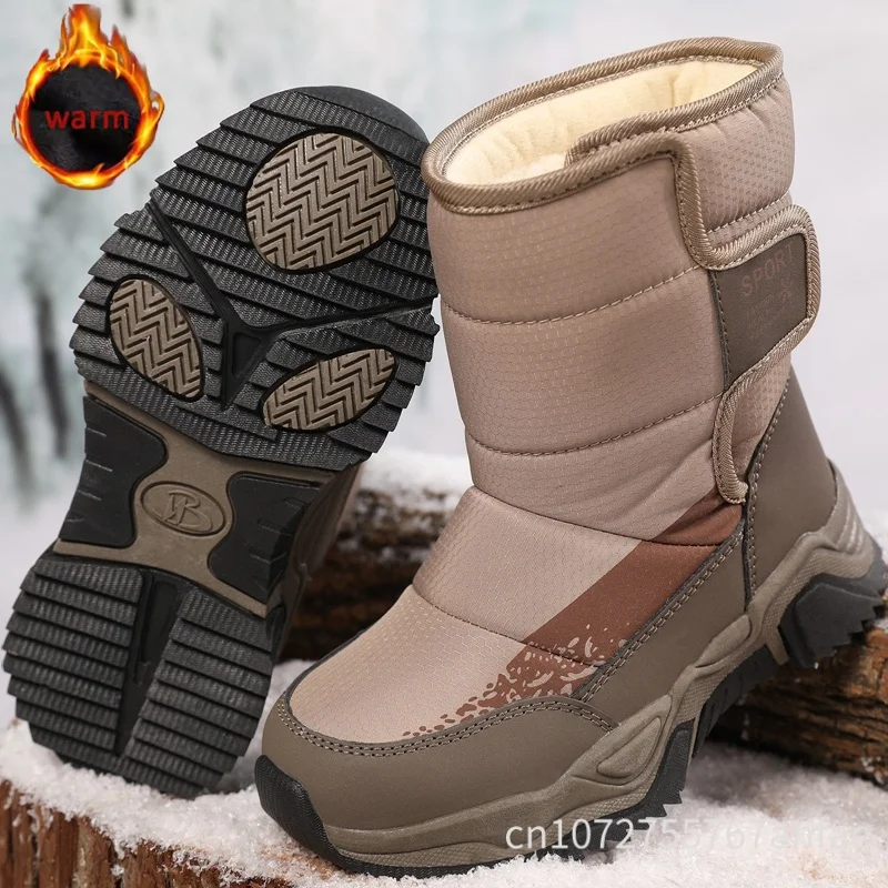 

Winter Children Warm Snow Boots Waterproof Boys And Girls Non-Slip Sneakers Fashion Warm Kid's Ankle Boots Outdoor Hiking Shoes