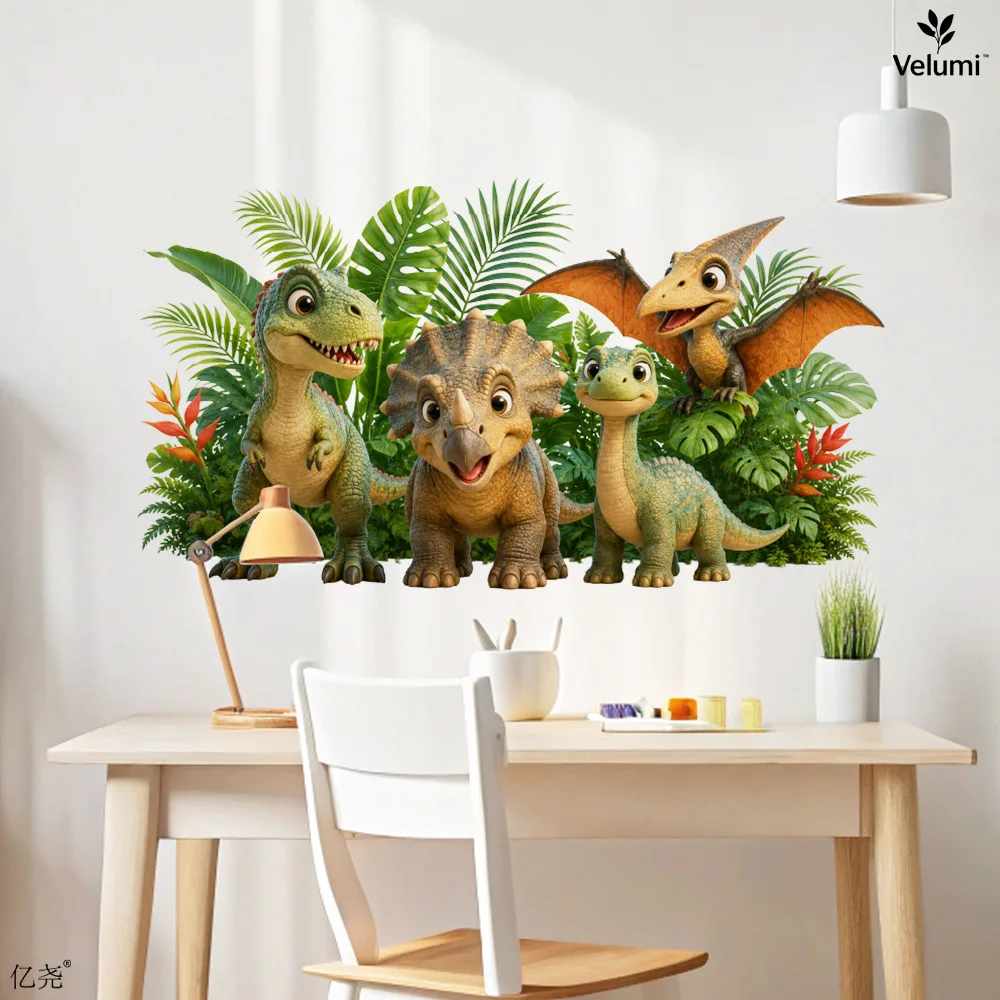 Cute 3D Dinosaur Wall Stickers Kids Dinosaur Birthday Party Decoration Children Room Dinosaur Wall Stickers view 3