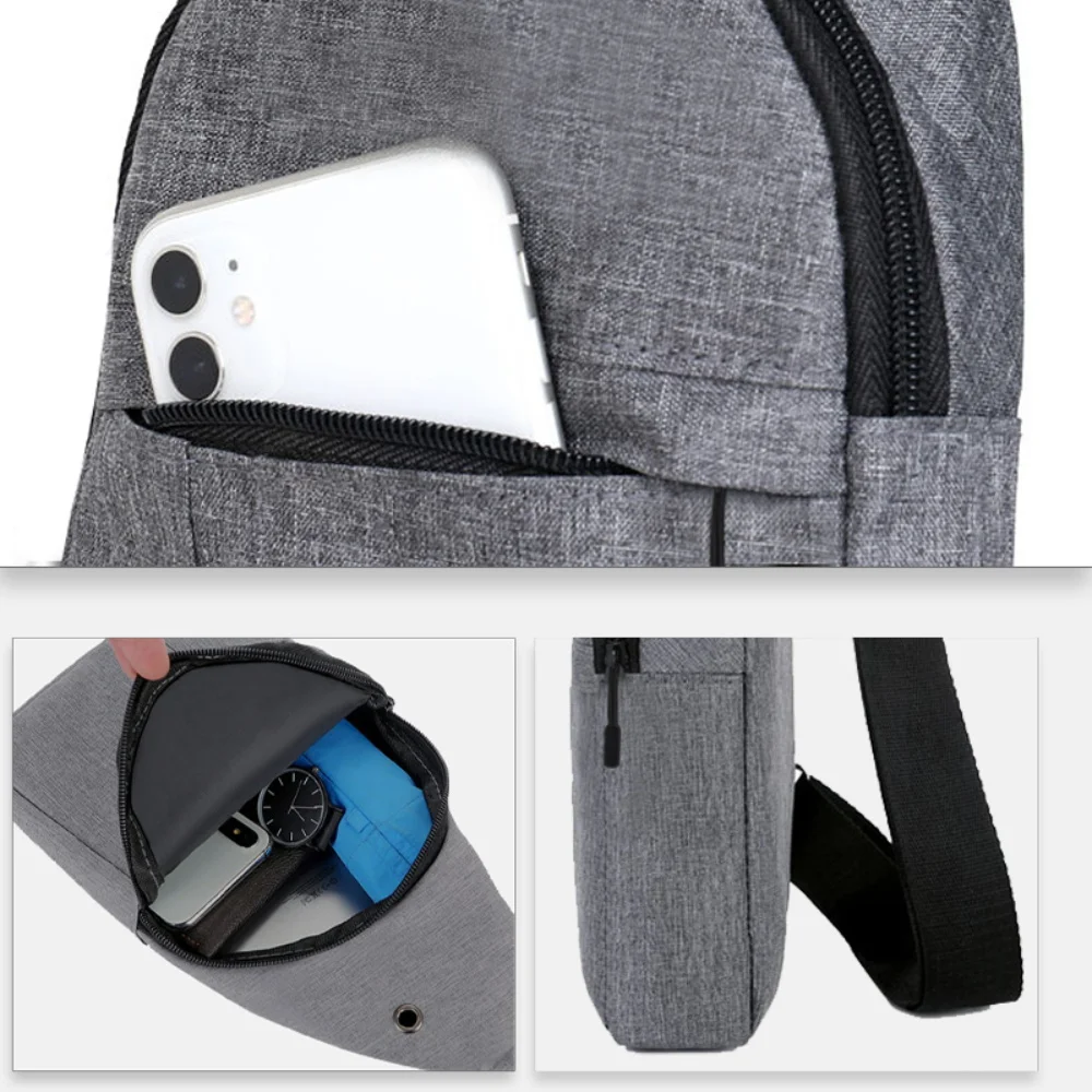 Personalized Customization Rose Gold Letter Men's Gray Chest Bag Multifunctional Casual Crossbody Bag Men's Shoulder Bag